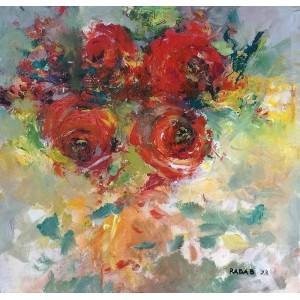 Rubab Naqvi, Untitled, 15 x 15 inch, Acrylic on Canvas, Floral Painting, AC-RBNQ-004